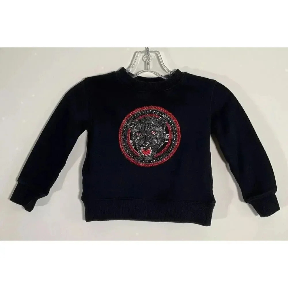 Kids Sweatshirt Medium DNA Premium Wear Pullover Black Panther Crystal Studded‎